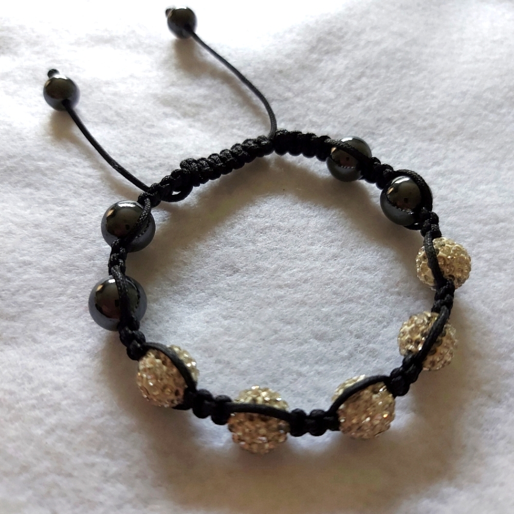 Studded black braided bracelet